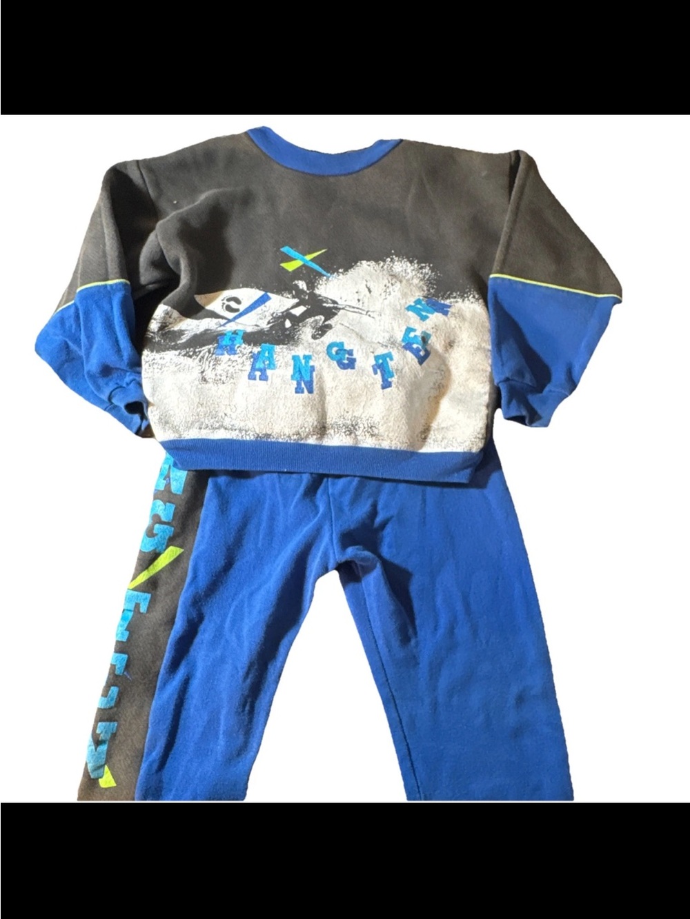 Vintage Hang Ten Kids Youth Sweatshirt sweatpants, jogger surfing Black M 5/6